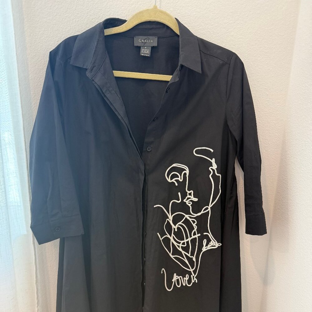 Chic Loose Booton up Multi Purpose Black Dress